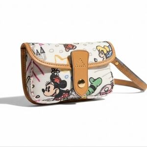 Dooney & Bourke Disney Sketch Wristlet Mickey Minnie Tinker Bell RARE